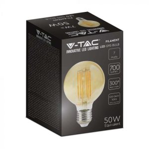 LED крушка 7W E27 G95 2200K филамент VT-2027 V-TAC | AVStore