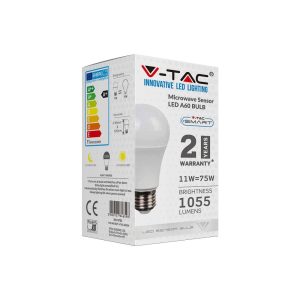 LED крушка 11W E27 6400K микровълнов сензор VT-2211 V-TAC | AVStore