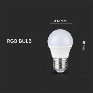 LED крушка с дистанцианно управление 3.5W E27 RGB+6400K VT-2224 V-TAC | AVStore