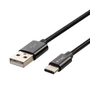 Кабел за зареждане Fast Charge и прехвърляне на данни USB Type C серия Platium V-TAC черен | AVStore
