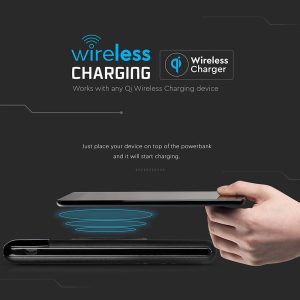 Външна батерия с безжично зареждане Power Bank USB C, microUSB 10000 mAh черна | AVStore