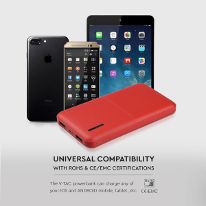 Външна батерия Power Bank, Micro USB 10000 mAh VT-3518 V-TAC червена | AVStore