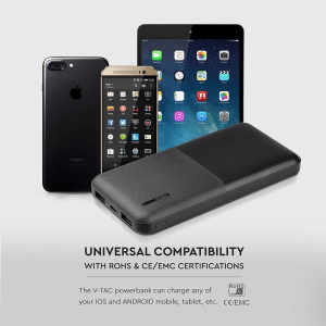 Външна батерия Power Bank, Micro USB 10000 mAh VT-3518 V-TAC черна | AVStore