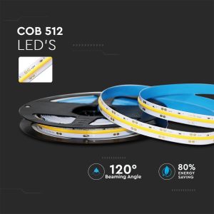 LED COB лента 12W/M 6000K IP20 24V VT-COB-512 V-TAC ролка 5 метра | AVStore