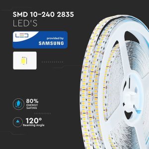 LED лента 15W/M 6400K IP20 24V Samsung чип VT-10-240 V-TAC ролка 10 метра | AVStore