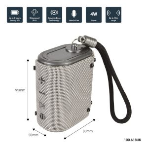 Водоустойчива Bluetooth преносима тонколонка AV:LINK Wave с вградена батерия, сива | AVStore