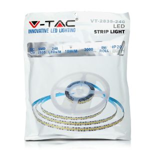 LED лента 18W/M 6000K IP20 12V VT-2835-240 V-TAC ролка 5 метра | AVStore