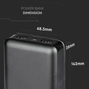Външна батерия Power Bank, Micro USB 20000 mAh VT-3502 V-TAC черна | AVStore