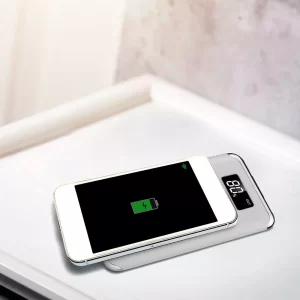 Външна батерия с безжично зареждане Power Bank 10000 mAh, гумено покритие, microUSB бяла | AVStore