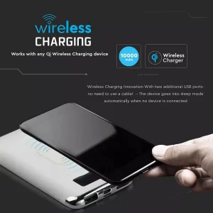 Външна батерия с безжично зареждане Power Bank 10000 mAh, гумено покритие, microUSB бяла | AVStore