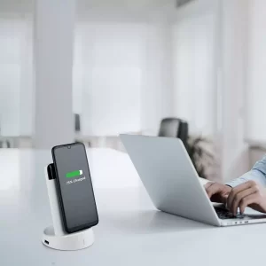 Външна батерия с безжично зареждане Power Bank 8000 mAh + зарядна станция, бяла, VT-3509 V-TAC | AVStore