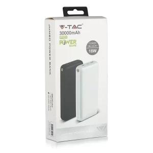 Външна батерия Power Bank USB C, Micro USB 30000 mAh VT-3502 V-TAC бяла | AVStore
