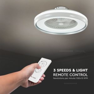 LED плафон с вентилатор 45W 3в1 Ф600 с дистанционно управление кръгъл сив VT-5022 V-TAC | AVStore