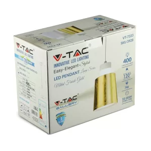 LED пендел акрил златен абажур 7W 3000K V-TAC VT-7333 | AVStore