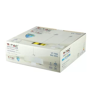 LED пендел акрил бял абажур 7W 3000K V-TAC VT-7666 | AVStore