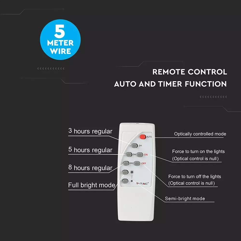 8573 LED соларен прожектор 12W 4000K VT-25W черен 92 LED соларен прожектор 12W 4000K VT-25W черен | AVStore