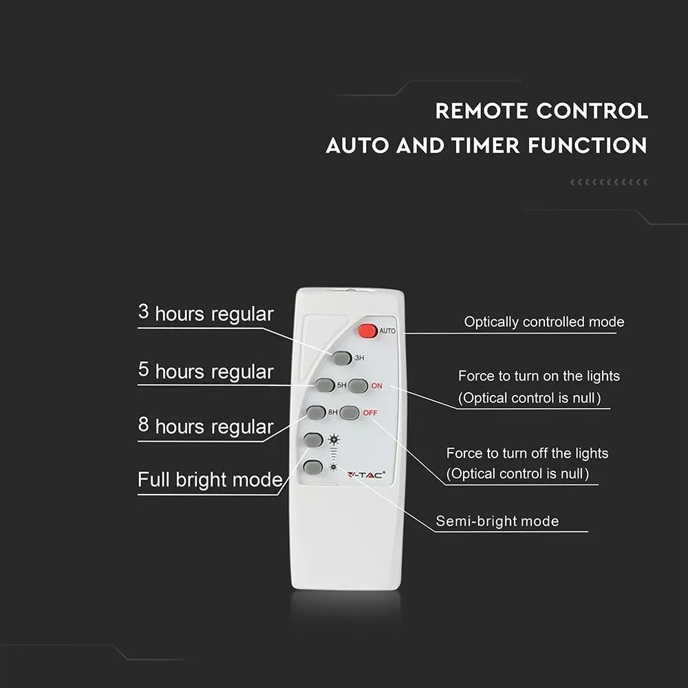 8575 LED соларен прожектор 20W 4000K VT-60W черен 4 LED соларен прожектор 20W 4000K VT-60W черен | AVStore