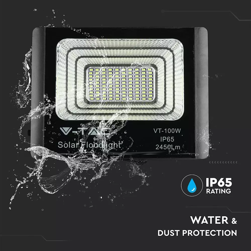 8575 LED соларен прожектор 20W 4000K VT-60W черен 5 LED соларен прожектор 20W 4000K VT-60W черен | AVStore