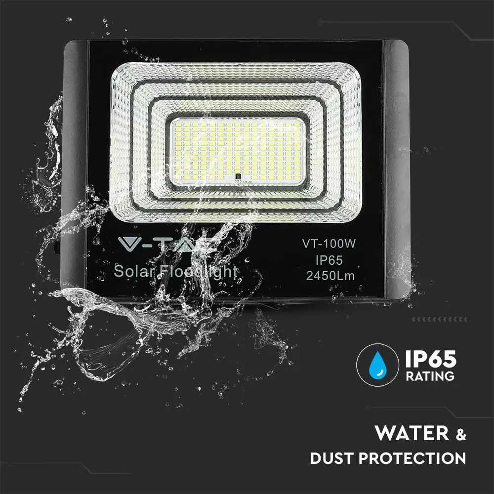 8576 LED соларен прожектор 35W 4000K VT-100W черен 90 LED соларен прожектор 35W 4000K VT-100W черен | AVStore