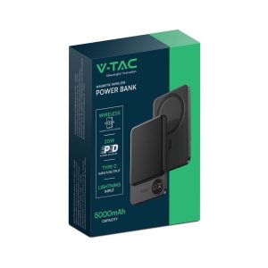 Външна батерия с безжично зареждане V-TAC 5000mAh Wireless Fast Charge 15W | AVStore