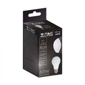 LED крушка 8.5W E27 6500K VT-2099 V-TAC | AVStore