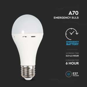 LED крушка аварийна 9W A70 4000K VT-509 V-TAC E27 | AVStore