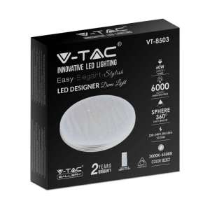 LED плафон кръгъл/блестящ 60/30W 3в1 с дистанционно управление VT-8503 V-TAC бял | AVStore