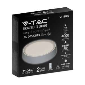 LED плафон кръгъл 40/20W 3в1 с дистанционно управление VT-8402 V-TAC бял | AVStore