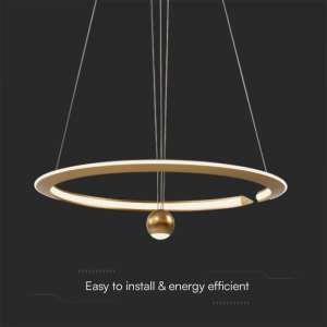 LED пендел с регулируем кабел 45W 3000K V-TAC VT-10126 златист | AVStore