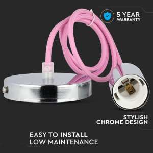 Пендел метален/розов кабел Ø36mm V-TAC VT-7338 | AVStore
