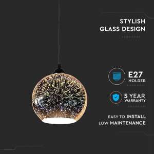 Стъклен пендел сфера Ø200mm V-TAC VT-7206 | AVStore