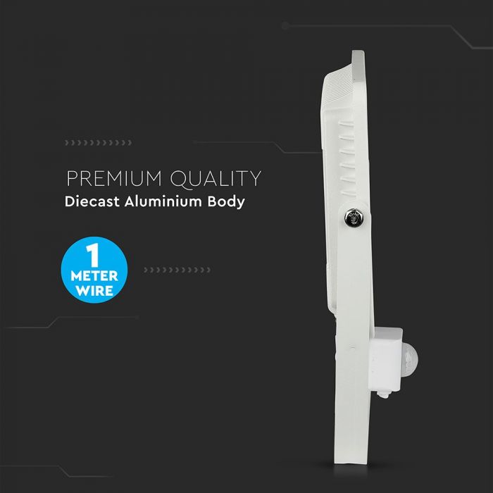 466-i6_1357 LED прожектор със сензор за движение 50W 3000K VT-50-S V-TAC бял | AVStore