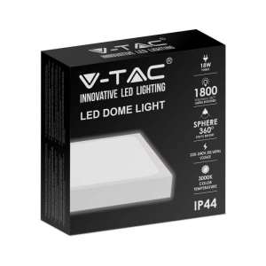 LED плафон квадратен 18W 6500K VT-8618 V-TAC бял | AVStore
