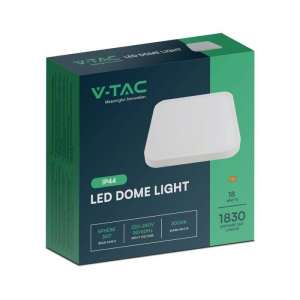 LED плафон квадратен 18W 3000K VT-8618 V-TAC бял | AVStore
