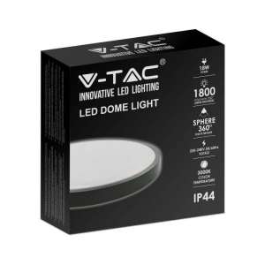 LED плафон кръгъл 18W 3000K VT-8618 V-TAC черен | AVStore