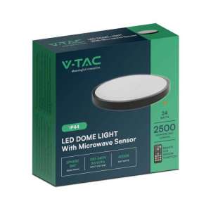 LED плафон кръгъл 24W 4000K със сензор за движение VT-8624S V-TAC черен | AVStore