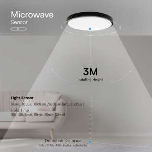 LED плафон кръгъл 24W 4000K със сензор за движение VT-8624S V-TAC черен | AVStore