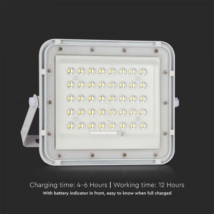 7841-i6_1 LED соларен прожектор 10W 4000K VT-80W бял | AVStore
