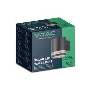 LED соларна стенна лампа със сензор за движение 1W 3000K VT-715S V-TAC черна | AVStore