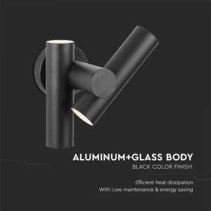 LED двустранна стенна лампа 6W 4000K VT-1186 V-TAC черна | AVStore