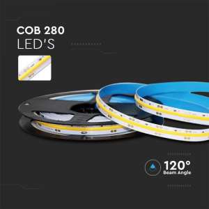 LED COB лента 10W/M 6400K IP20 24V VT-COB-280 V-TAC ролка 5 метра | AVStore