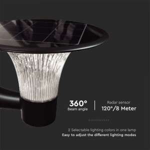 LED соларна стенна лампа 15W 6000+4000K VT-425 V-TAC черна | AVStore