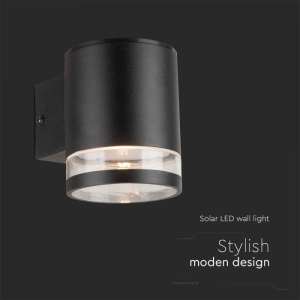LED соларна стенна лампа 1W 3000K VT-1139 V-TAC черна | AVStore