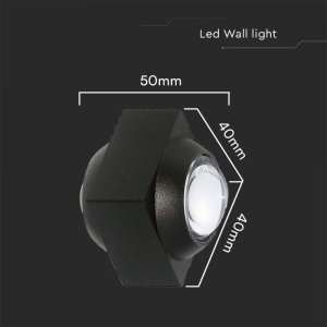 LED COB стенна лампа 2W 3000K VT-2503 V-TAC черна | AVStore