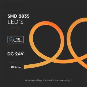LED лента оранжев флекс 12W/M IP20 24V VT-551 V-TAC ролка 10 метра | AVStore