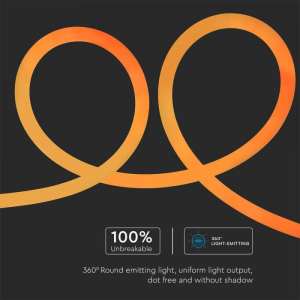 LED лента оранжев флекс 12W/M IP20 24V VT-551 V-TAC ролка 10 метра | AVStore