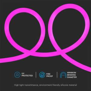 LED лента розов флекс 12W/M IP20 24V VT-551 V-TAC ролка 10 метра | AVStore