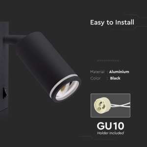 LED стенно осветително тяло GU10 VT-429 V-TAC черно | AVStore