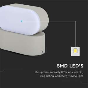 LED стенна лампа 5W 4000К VT-816 V-TAC сива | AVStore