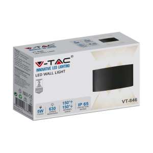 LED стенна лампа 5W 3000К VT-846 V-TAC черна | AVStore